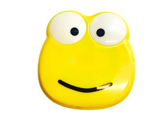 Kikkerfiguurtje contactlens bewaarset, kleur: margarine geel