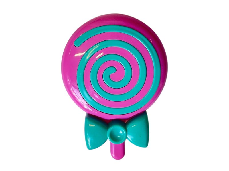 Strik lolly-vormige contactlens opbergset, kleur: paarse basis en blauwe strik