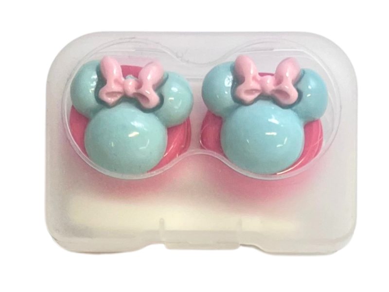 Minnie figuur contactlens bewaar set, kleur: roze basis, turquoise, roze strik