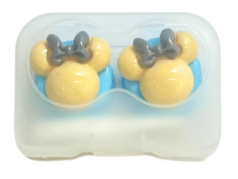 Minnie figuurtje contactlens bewaar set, kleur: blauw basis, geel, grijze strik