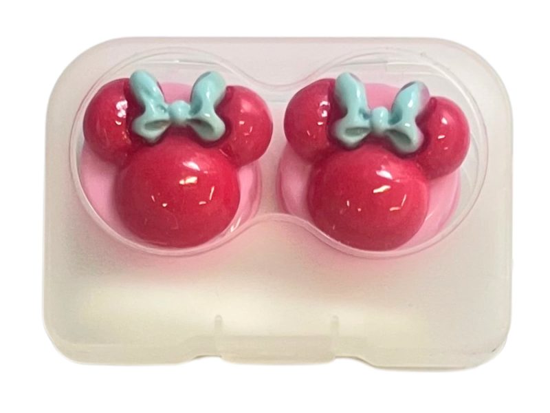 Minnie figuurtje contactlens bewaar set, Kleur: roze basis, rood, blauwe strik