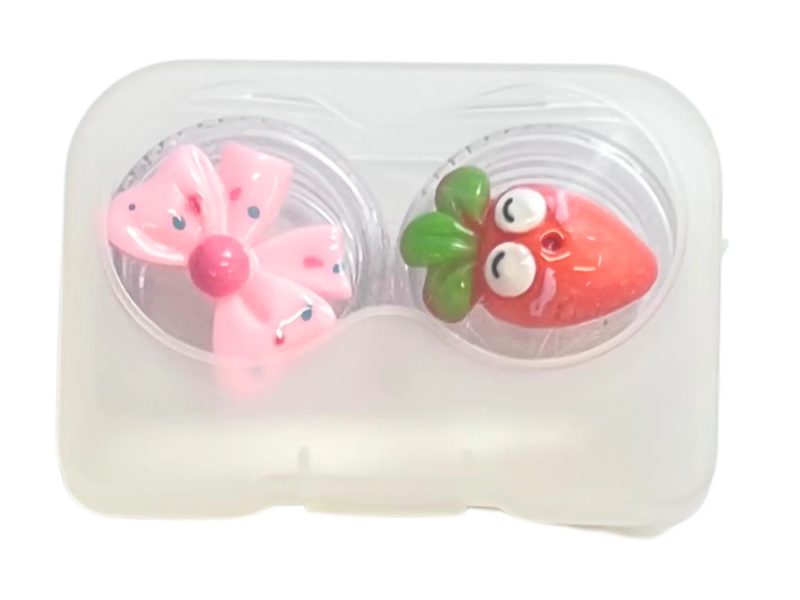 Wortelstrikfiguurtje contactlens bewaarset, kleur: oranje, roze