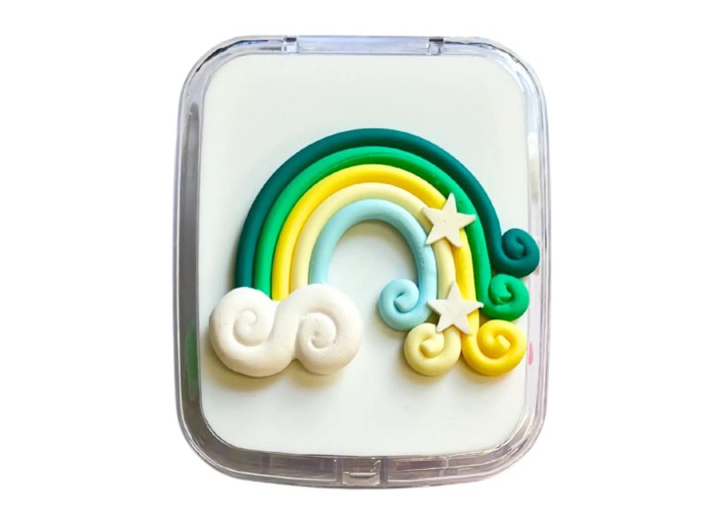 Opbergset contactlenzen met regenboogfiguur, kleur: Groen