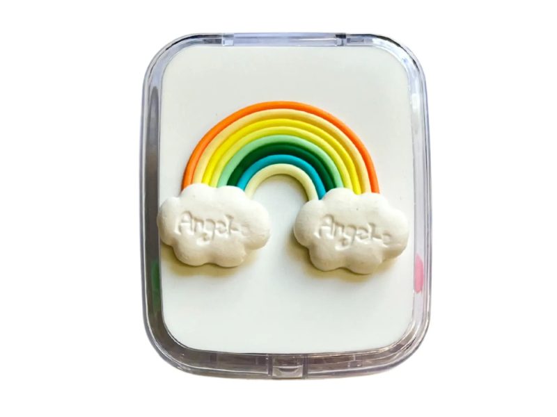 Opbergset contactlenzen in de vorm van een regenboogfiguur, kleur: oranje