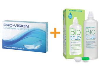   Pro-Vision (6 stuks) - siliconen hydrogel, maandelijkse contactlenzen + Biotrue (300 ml)