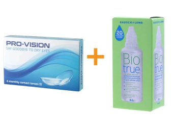   Pro-Vision (6 stuks) - siliconen hydrogel, maandelijkse contactlenzen + Biotrue (60 ml)